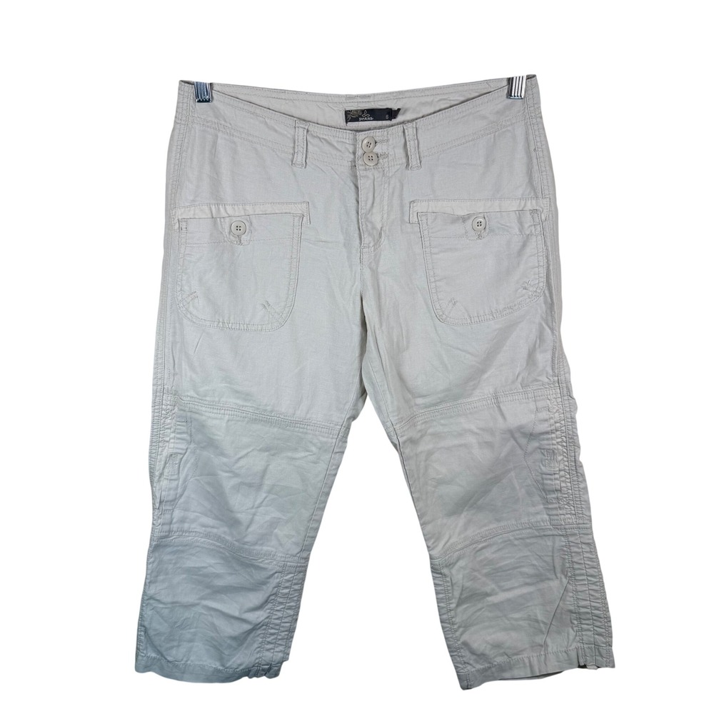 Prana Cropped Cargo Pants Womens Size 6 Beige Hiking Utility‎ Outdoor Gorpcore